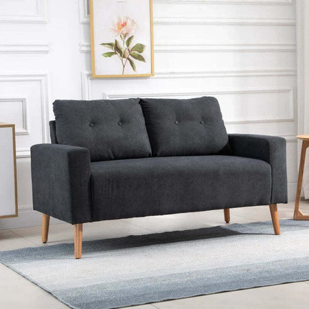 Divano-2-Posti-Moderno-in-Stile-Nordico-con-Schienale-Trapuntato-in-Tessuto,-145x76x88-cm,-Grigio-GH2833-902CGNH2