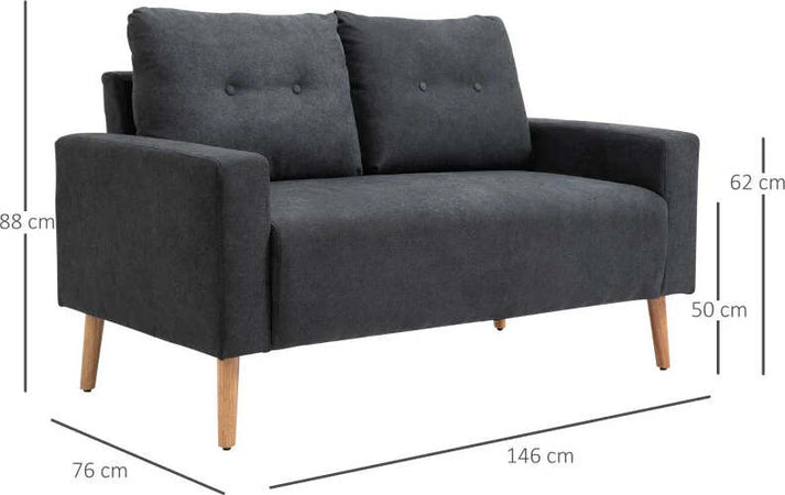 Divano-2-Posti-Moderno-in-Stile-Nordico-con-Schienale-Trapuntato-in-Tessuto,-145x76x88-cm,-Grigio-GH2833-902CGNH2