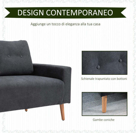Divano-2-Posti-Moderno-in-Stile-Nordico-con-Schienale-Trapuntato-in-Tessuto,-145x76x88-cm,-Grigio-GH2833-902CGNH2