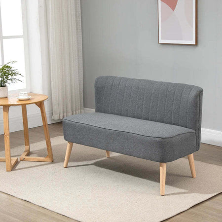 Divano-2-Posti-Moderno-in-Tessuto-Senza-Braccioli,-Struttura-e-Gambe-in-Legno,-117x56.5x77cm-Grigio-Chiaro-EW2833-524V04GYYT2