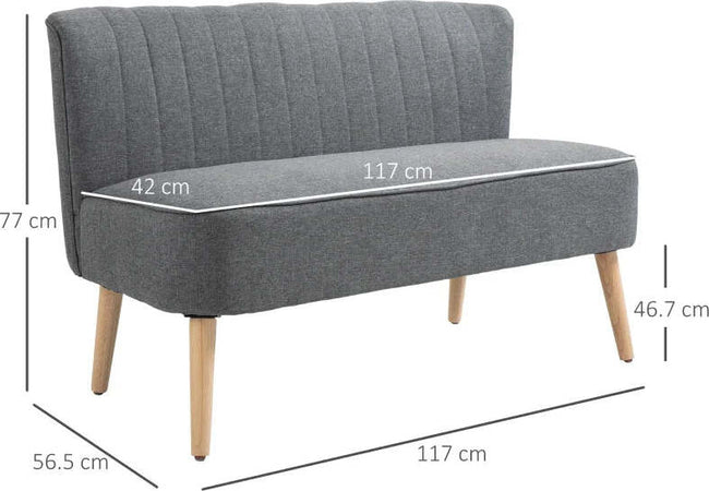 Divano-2-Posti-Moderno-in-Tessuto-Senza-Braccioli,-Struttura-e-Gambe-in-Legno,-117x56.5x77cm-Grigio-Chiaro-EW2833-524V04GYYT2