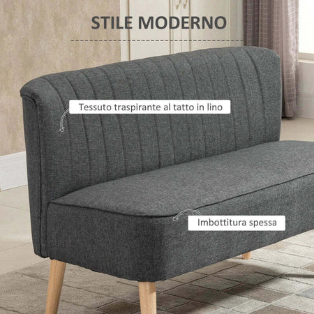 Divano-2-Posti-Moderno-in-Tessuto-Senza-Braccioli,-Struttura-e-Gambe-in-Legno,-117x56.5x77cm-Grigio-Chiaro-EW2833-524V04GYYT2