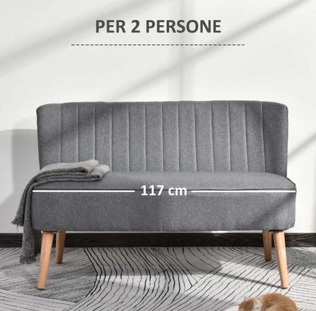 Divano-2-Posti-Moderno-in-Tessuto-Senza-Braccioli,-Struttura-e-Gambe-in-Legno,-117x56.5x77cm-Grigio-Chiaro-EW2833-524V04GYYT2