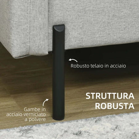 Divano-2-Posti-per-Soggiorno-in-Tessuto-Effetto-Lino-e-Acciaio-con-Tasche-Laterali,-143x73x77cm,-Grigio-TY2839-727V00LGFR2