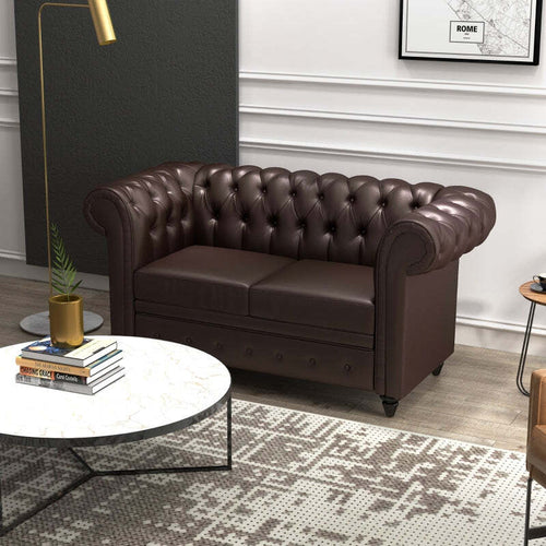 Divano-2-Posti-stile-Chesterfield-con-Cuscino-Rimovibile,-in-Ecopelle,-Legno-e-Metallo,-160x84x80-cm,-Marrone-soggiorno-salotto-ingresso-ufficio-studio-F833-709V00DRA