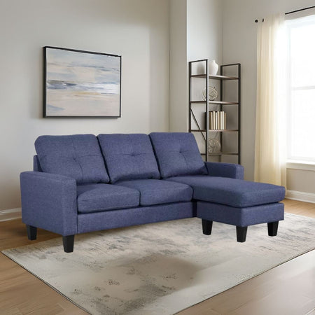 Divano 3 posti Giulivo blu con chaise longue componibile