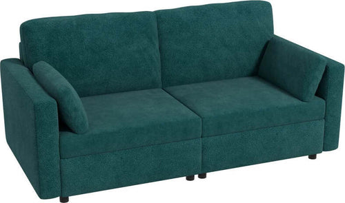 Divano-3-Posti-in-Velluto-con-Cuscini-e-Seduta-Imbottita,-178x82x85cm,-Verde-Scuro-839-829V80DG