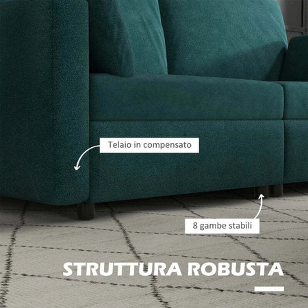 Divano-3-Posti-in-Velluto-con-Cuscini-e-Seduta-Imbottita,-178x82x85cm,-Verde-Scuro-839-829V80DG