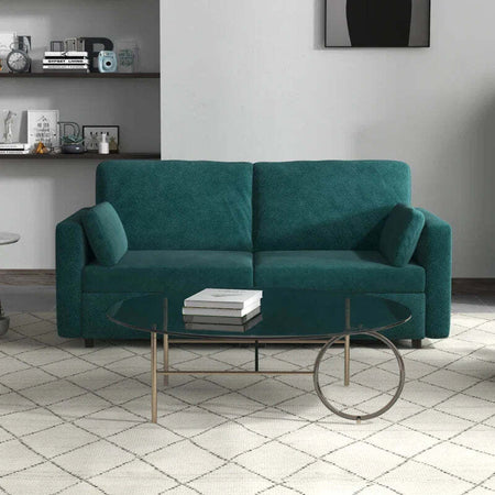 Divano-3-Posti-in-Velluto-con-Cuscini-e-Seduta-Imbottita,-178x82x85cm,-Verde-Scuro-839-829V80DG