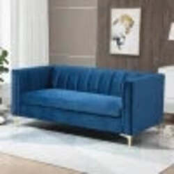 Divano-3-Posti-in-Velluto-con-Gambe-Dorate,-Braccioli-e-Cuscino-Sfoderabile,-181x86x78cm-839-228BU