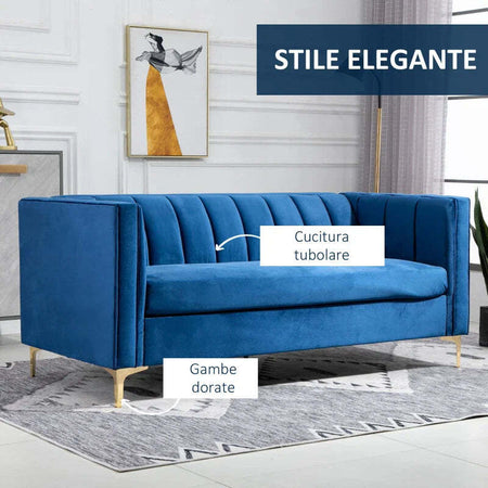 Divano-3-Posti-in-Velluto-con-Gambe-Dorate,-Braccioli-e-Cuscino-Sfoderabile,-181x86x78cm-839-228BU