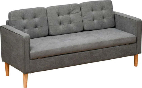 Divano-3-Posti-Moderno-in-Tessuto-Grigio-con-Vano-Contenitore-e-Design-Scandinavo,-Grigio,-166.5x62x82cm-839-033