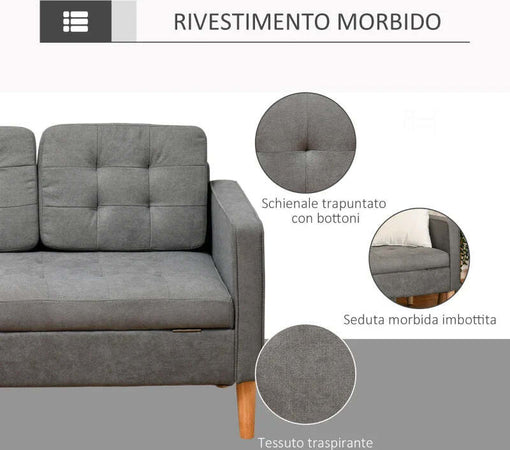Divano-3-Posti-Moderno-in-Tessuto-Grigio-con-Vano-Contenitore-e-Design-Scandinavo,-Grigio,-166.5x62x82cm-839-033