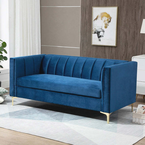 Divano-3-Posti-soggiorno-salotto-ufficio-studio-in-Velluto-con-Gambe-Dorate,-Braccioli-e-Cuscino-Sfoderabile,-181x86x78cm-F839-228BUA
