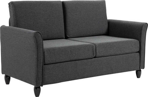 Divano-a-2-Posti-a-Seduta-Ampia-con-Cuscini-Rimovibili-da-Salotto-in-Tessuto-Effetto-Lino-e-Gommapiuma,-141x70x78-cm,-Grigio-scuro-e-Nero-SE2833-653CGGT2