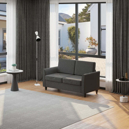 Divano-a-2-Posti-a-Seduta-Ampia-con-Cuscini-Rimovibili-da-Salotto-in-Tessuto-Effetto-Lino-e-Gommapiuma,-141x70x78-cm,-Grigio-scuro-e-Nero-SE2833-653CGGT2