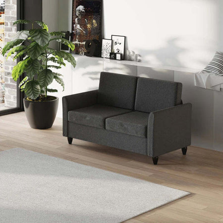 Divano-a-2-Posti-a-Seduta-Ampia-con-Cuscini-Rimovibili-da-Salotto-in-Tessuto-Effetto-Lino-e-Gommapiuma,-141x70x78-cm,-Grigio-scuro-e-Nero-SE2833-653CGGT2
