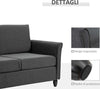 Divano-a-2-Posti-a-Seduta-Ampia-con-Cuscini-Rimovibili-da-Salotto-in-Tessuto-Effetto-Lino-e-Gommapiuma,-141x70x78-cm,-Grigio-scuro-e-Nero-SE2833-653CGGT2