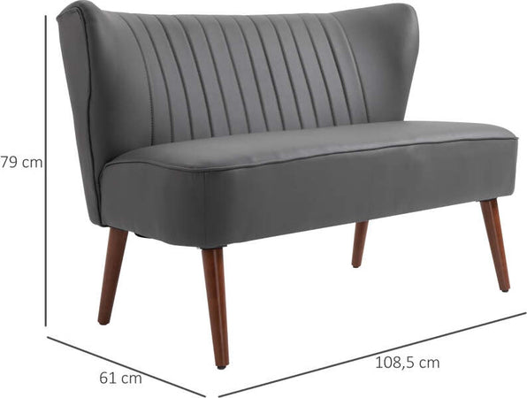 Divano-a-2-Posti-dal-Design-Moderno,-Telaio-in-Legno-e-Rivestimento-in-Pelle-Sintetica-Grigia,-108.5-x-61-x-79cm-divanetto-soggiorno-salotto-ingresso-ufficio-studio-F833-808A