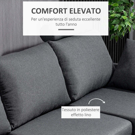 Divano-a-3-Posti-con-Poggiapiedi-e-Cuscini-in-Tessuto-di-Lino-Grigio-Scuro,-195-x-81-x-86cm-833-288