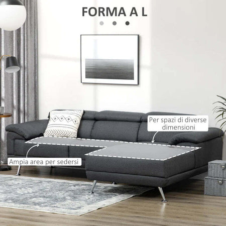 Divano-Angolare-3-Posti-in-Tessuto-con-Poggiatesta-Regolabili,-249.5x162.5x95cm,-Grigio-Scuro-839-446V00CG