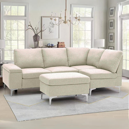 Divano angolare destro Dina con bracciolo apribile contenitore colore beige