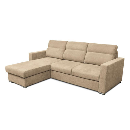 Divano angolare Kendall con penisola reversibile letto estraibile cappuccino Barrel 09