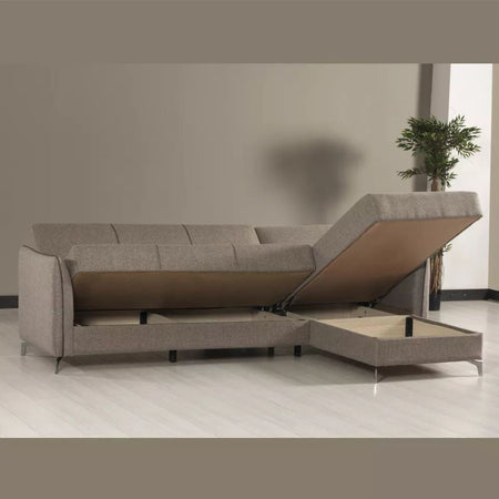 Divano con penisola reversibile Fellis grigio chiaro 176497