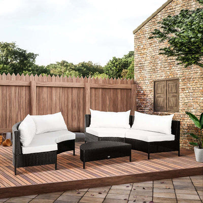 Divano-da-Esterno-in-Rattan,-Set-5-Pezzi-con-Pouf,-Salottino-per-il-Giardino-Nero-e-Bianco-96cmx-68cmx-65cm-860-081V01