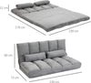 Divano-da-Terra-Pieghevole-a-Lettino,-Schienale-Reclinabile-su-7-Livelli-e-Cuscini-Divano-Moderno-per-TV-Giochi-Lettura-Yoga-Ufficio-130x73x60-cm,-Grigio-Chiaro-F833-932A