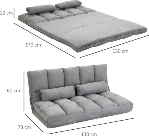 Divano-da-Terra-Pieghevole-a-Lettino,-Schienale-Reclinabile-su-7-Livelli-e-Cuscini-Divano-Moderno-per-TV-Giochi-Lettura-Yoga-Ufficio-130x73x60-cm,-Grigio-Chiaro-F833-932A