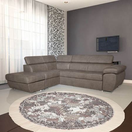 Divano Fiona angolare con penisola sinistra grigio Elephant 95