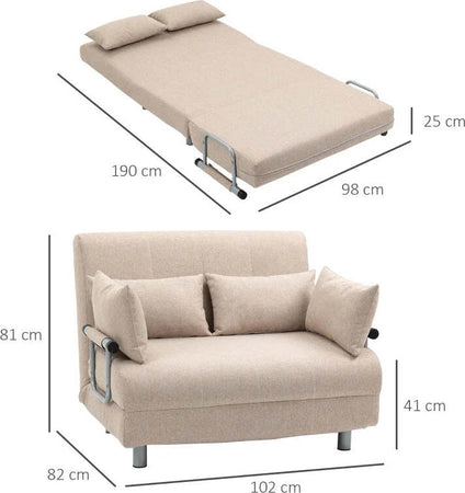 Divano-Letto-2-Posti-3-in-1-Convertibile-in-Poltrona-Reclinabile-con-Schienale-Regolabile-e-4-Cuscini-Imbottiti,-102x82x81-cm,-Beige-DY2833-079D22