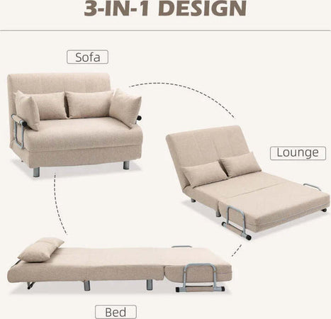 Divano-Letto-2-Posti-3-in-1-Convertibile-in-Poltrona-Reclinabile-con-Schienale-Regolabile-e-4-Cuscini-Imbottiti,-102x82x81-cm,-Beige-DY2833-079D22