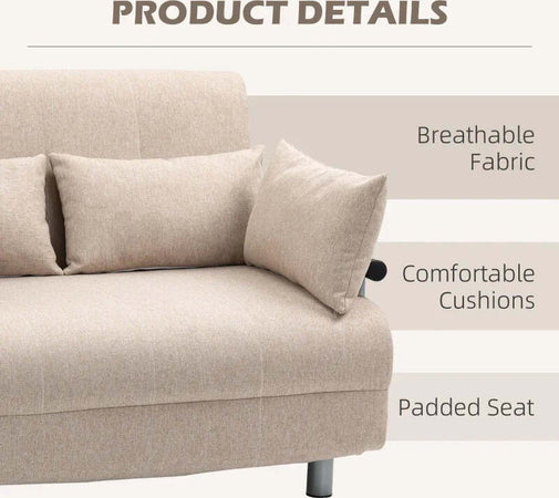 Divano-Letto-2-Posti-3-in-1-Convertibile-in-Poltrona-Reclinabile-con-Schienale-Regolabile-e-4-Cuscini-Imbottiti,-102x82x81-cm,-Beige-DY2833-079D22