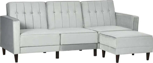 Divano-Letto-3-Posti-con-Poggiapiedi-e-Schienale-Reclinabile,-Rivestimento-Velluto-e-Seduta-Imbottita,-218x85x86-cm,-Grigio-Chiaro-839-070V00LG
