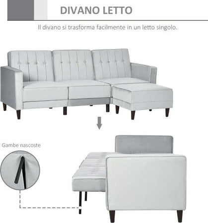 Divano-Letto-3-Posti-con-Poggiapiedi-e-Schienale-Reclinabile,-Rivestimento-Velluto-e-Seduta-Imbottita,-218x85x86-cm,-Grigio-Chiaro-839-070V00LG
