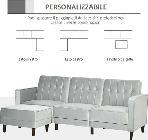 Divano-Letto-3-Posti-con-Poggiapiedi-e-Schienale-Reclinabile,-Rivestimento-Velluto-e-Seduta-Imbottita,-218x85x86-cm,-Grigio-Chiaro-839-070V00LG