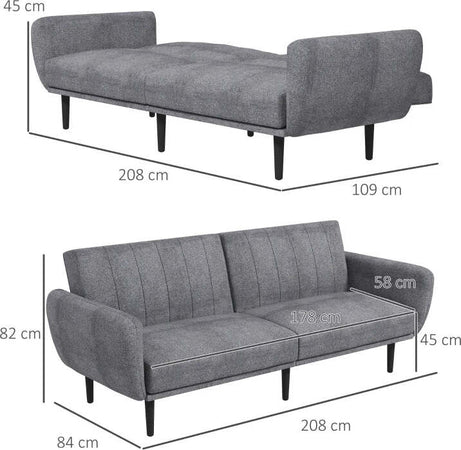 Divano-Letto-3-Posti-con-Schienale-Reclinabile-a-3-Livelli-in-Tessuto,-208x84x82cm,-Grigio-839-821V00GY