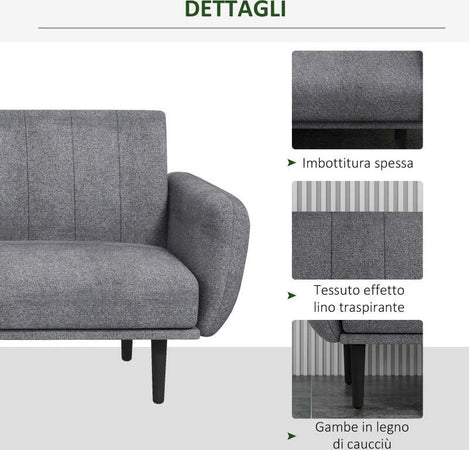 Divano-Letto-3-Posti-con-Schienale-Reclinabile-a-3-Livelli-in-Tessuto,-208x84x82cm,-Grigio-839-821V00GY