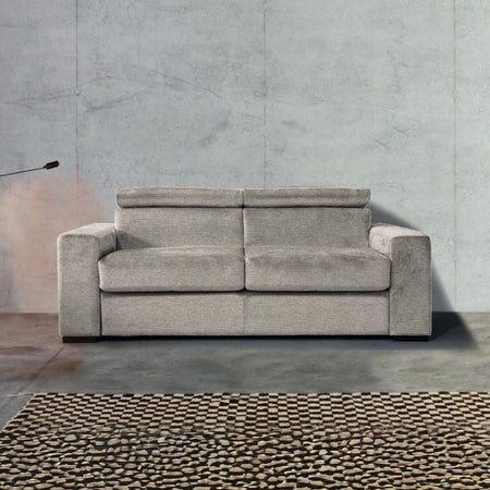 Divano letto 3 posti Era con rete elettrosaldata materasso 20 cm in tessuto Aragon 20 tortora