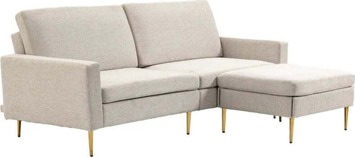 Divano-Letto-3-Posti-in-Tessuto-con-Poggiapiedi-e-Schienale-a-5-Reclinazioni,-213x91x83cm,-Crema-839-831V80CW