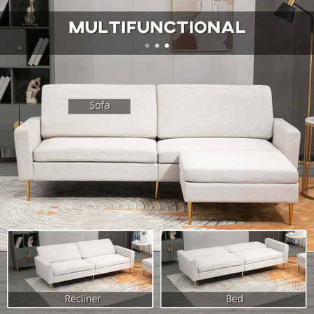 Divano-Letto-3-Posti-in-Tessuto-con-Poggiapiedi-e-Schienale-a-5-Reclinazioni,-213x91x83cm,-Crema-839-831V80CW