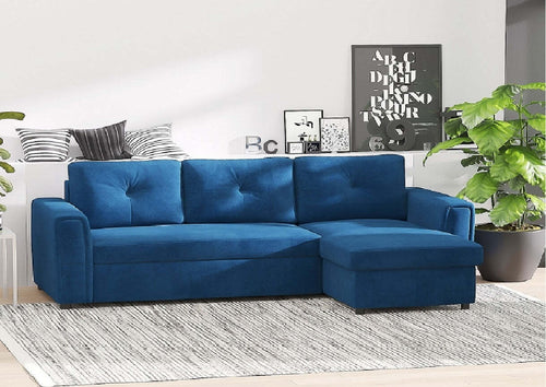 Divano-Letto-Angolare-3-Posti-con-penisola-Effetto-Velluto-e-Chaise-Longue-con-Contenitore,-232x141x85cm,-Blu-F839-191A