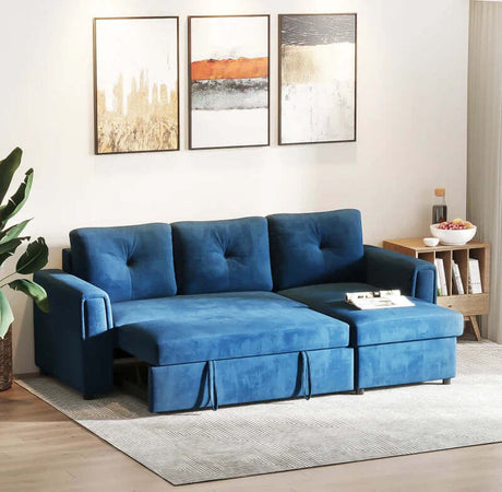Divano-Letto-Angolare-3-Posti-Effetto-Velluto-e-Chaise-Longue-con-Contenitore,-232x141x85cm,-Blu-839-191