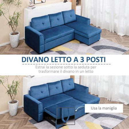 Divano-Letto-Angolare-3-Posti-Effetto-Velluto-e-Chaise-Longue-con-Contenitore,-232x141x85cm,-Blu-839-191