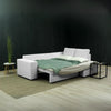 Divano letto angolare Bali con penisola contenitore in tessuto Neve 80 light grey