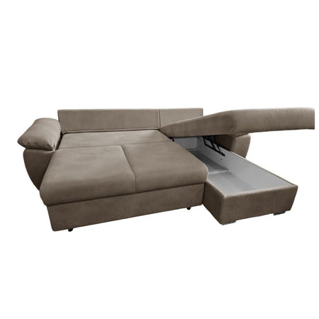 Divano letto contenitore angolare Alberta reversibile in Giulia 9703 cappuccino