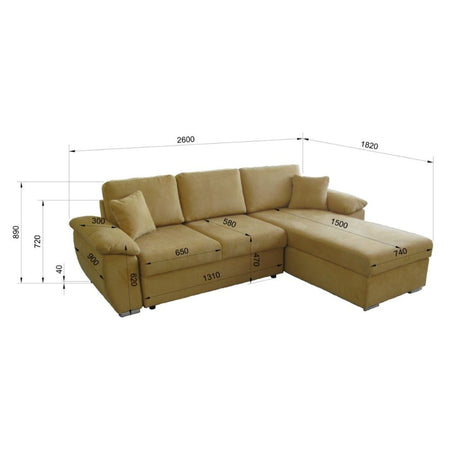 Divano letto contenitore angolare Alberta reversibile in Giulia 9703 cappuccino