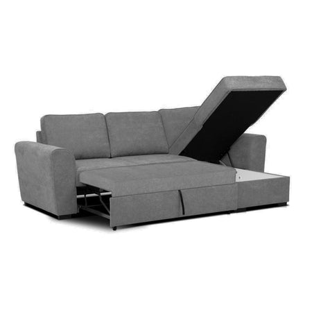Divano letto corner reversibile Aston con contenitore in tessuto C1705 Ash grigio